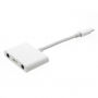 Reducţie conector lightning cu două conectoare jack 3,5 mm şi cu conector lightning, pentru Apple iPhone / 8 / 8 Plus / 7 / 7 Plus