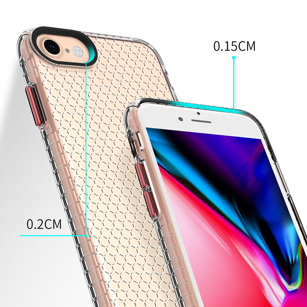 Carcasă transparentă cu structură de fagure pentru iPhone 6 / 6S / 7 / 8 - negru