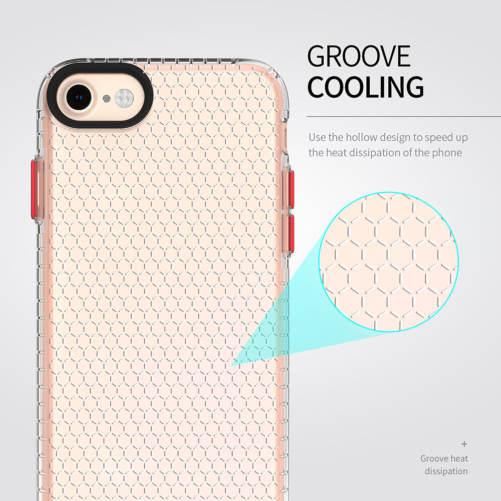 Carcasă transparentă cu structură de fagure pentru iPhone 6 / 6S / 7 / 8 - negru