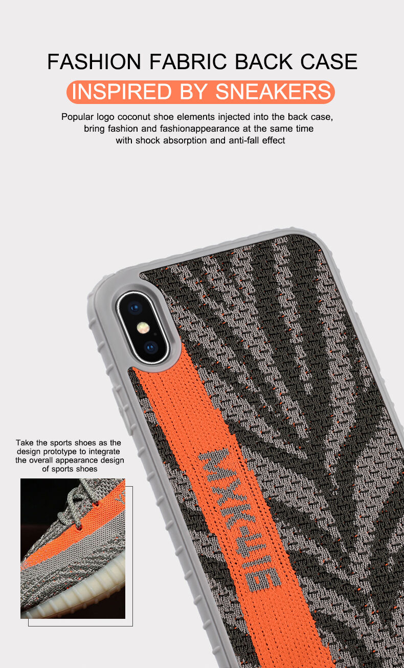 Ipaky carcasă elegantă cu suprafață din material textil pentru iPhone X / XS - gri-portocaliu