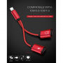Reducţie POFAN de la conector lighting, pentru conectarea simultană a căştilor şi încărcătorului, pentru iPhone / iPad - 12 cm - roşu