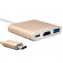 Reducţie 3 în 1 de la USB-C a HDMI + USB 3.0 + USB-C, pentru iPad / MacBook - auriu