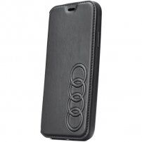 Audi husă originală flip din pielle PU și logo pentru iPhone 7 Plus / 8 Plus - negru
