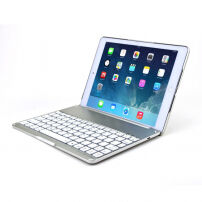 WITSPAD carcasă din aluminiu cu tastatură Bluetooth iluminată din spate, pentru iPad 9,7" (2017/2018) / Pro 9,7" / Air 1 / 2 - argintiu