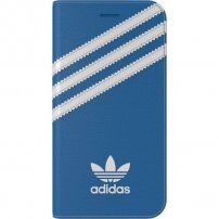 Adidas husă originală flip din piele cu logo și cercuri pentru iPhone 7 / 8 / SE (2020/2022) - alb-albastru