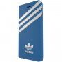 Adidas husă originală flip din piele cu logo și cercuri pentru iPhone 7 / 8 / SE (2020/2022) - alb-albastru