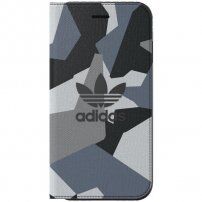 Adidas husă originală flip cu model geometric pentru iPhone 7 / 8 / SE (2020/2022) - gri