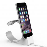Stand elegant / stație de andocare din aluminiu pentru Apple Watch / iPhone - argintiu