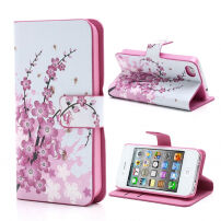 Husă /carcasă magnetică, cu suport şi slot-uri de carduri, pentru Apple iPhone 4 / 4S – roz