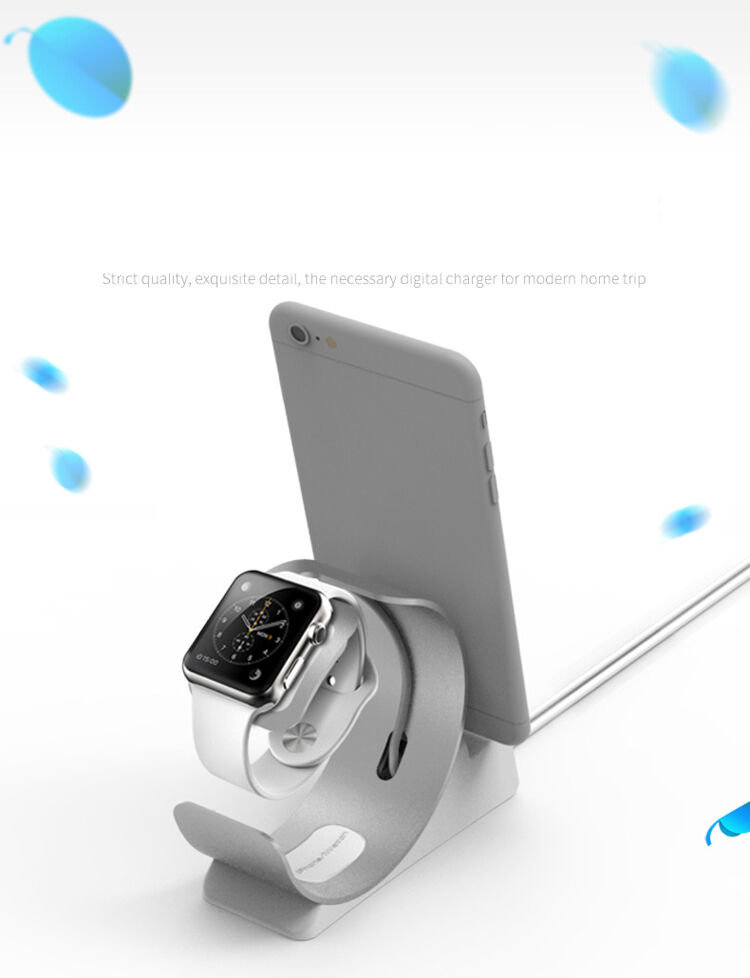 Stand elegant / stație de andocare din aluminiu pentru Apple Watch / iPhone - argintiu