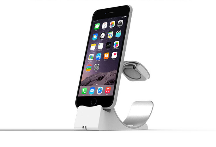 Stand elegant / stație de andocare din aluminiu pentru Apple Watch / iPhone - argintiu