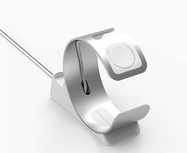 Stand elegant / stație de andocare din aluminiu pentru Apple Watch / iPhone - argintiu