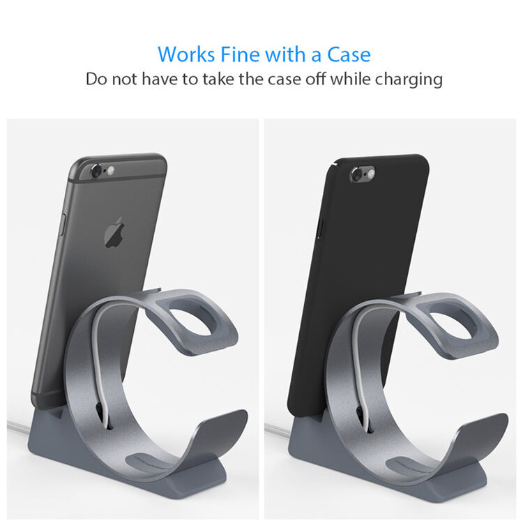 Stand elegant / stație de andocare din aluminiu pentru Apple Watch / iPhone - argintiu