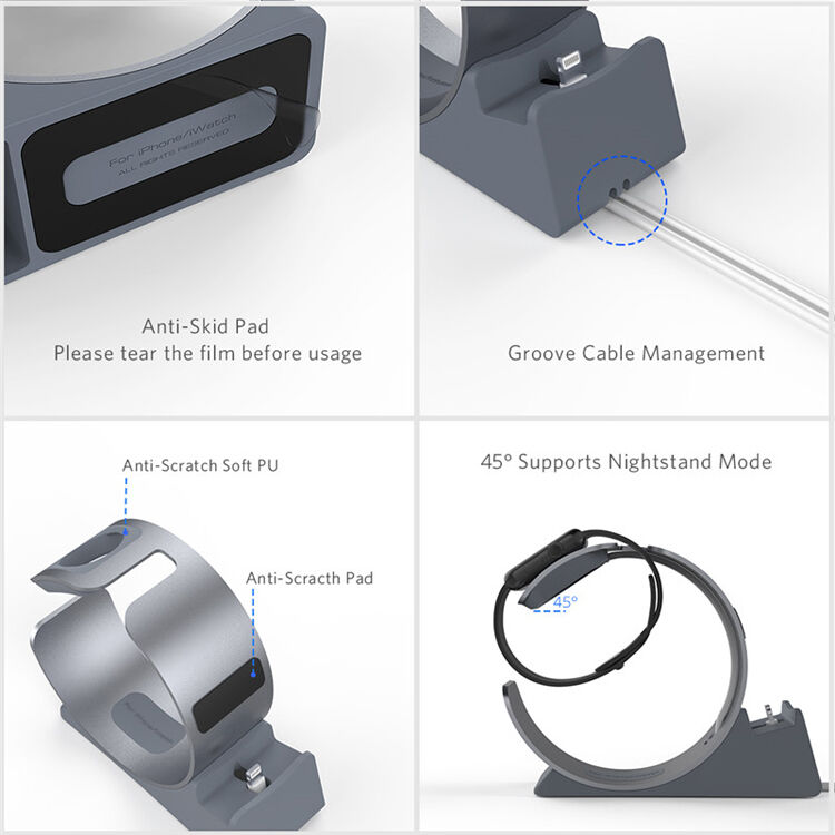 Stand elegant / stație de andocare din aluminiu pentru Apple Watch / iPhone - argintiu