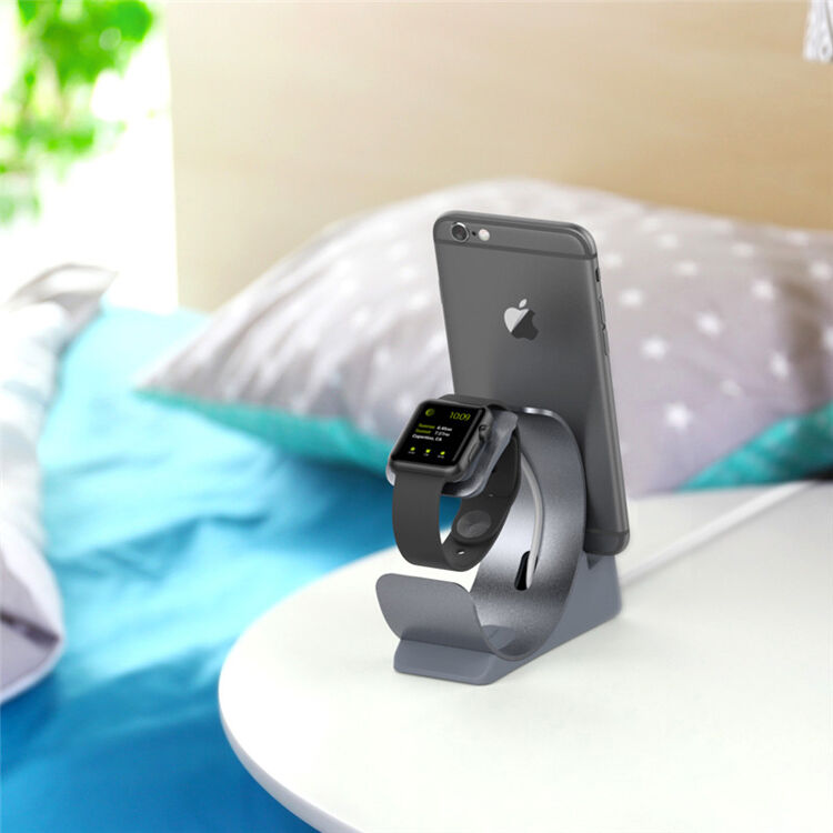Stand elegant / stație de andocare din aluminiu pentru Apple Watch / iPhone - argintiu