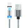 Cablu magnetic FLOVEME Round, USB-A / USB-C / Micro USB / Lightning pentru iPhone / iPad / iPod / AirPods - 1 m - argintiu