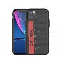 Carcasă elegantă din plastic întărit cu suprafață textilă pentru iPhone 11 Pro Max - negru-roșu
