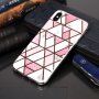 Carcasă cu model de marmură și grilă metalică pentru iPhone X / XS - roz-alb