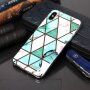 Carcasă cu model de marmură și grilă metalică pentru iPhone X / XS - alb verzui