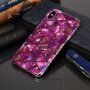 Carcasă cu model de marmură și grilă metalică pentru iPhone X / XS - violet