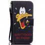 Husă tip portofel cu stativ și motiv rățoi pentru iPhone 5 / 5S / SE (2016) - negru