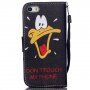 Husă tip portofel cu stativ și motiv rățoi pentru iPhone 5 / 5S / SE (2016) - negru