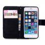 Husă tip portofel cu stativ și motiv rățoi pentru iPhone 5 / 5S / SE (2016) - negru