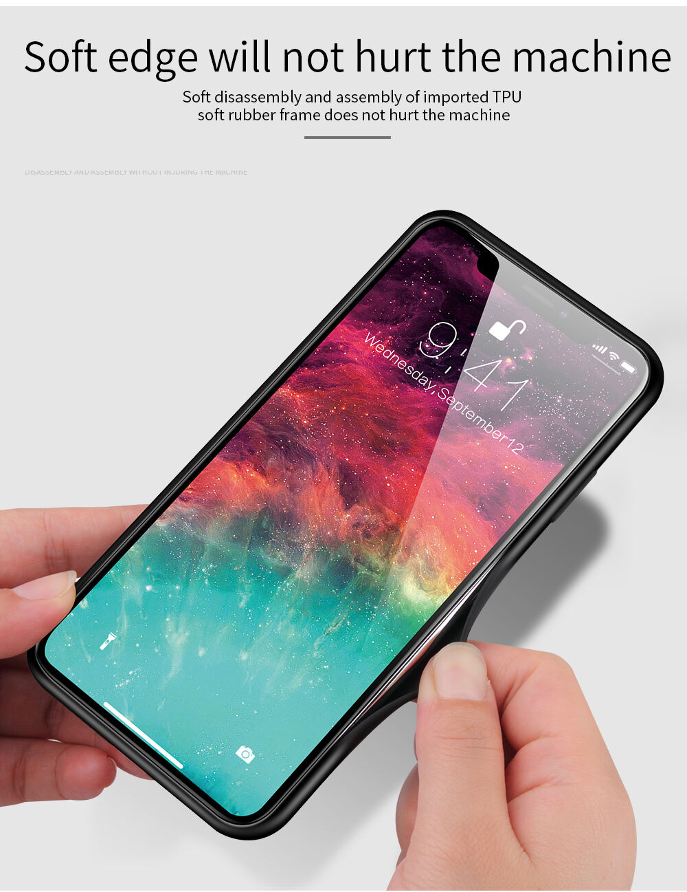 Carcasă cu partea din spate din sticlă pentru iPhone X / XS - nebuloasă colorată