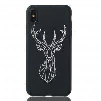 Carcasă din plastic moale cerb geometric pentru iPhone XS Max - negru