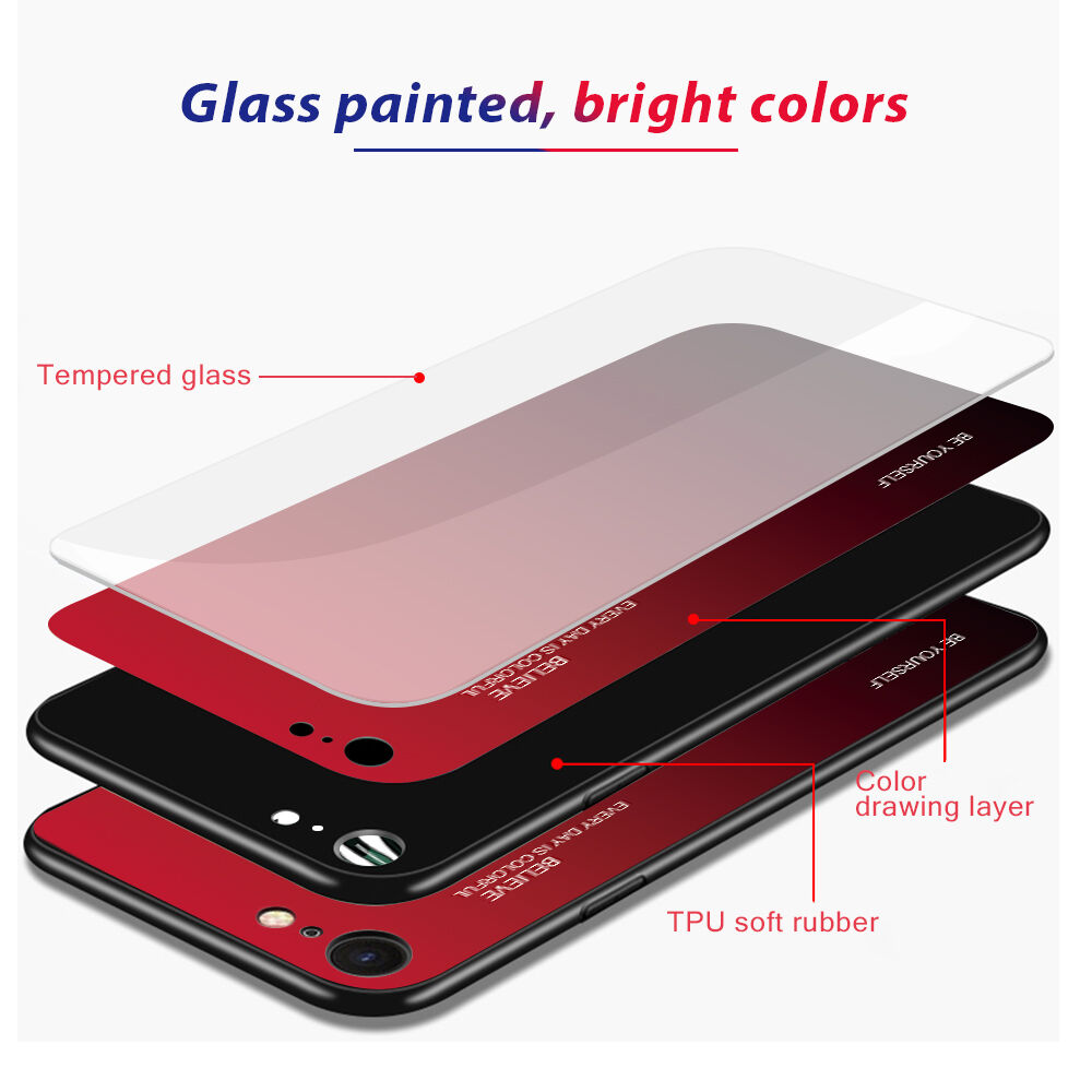 Carcasă cu partea din spate din sticlă pentru iPhone 7 / 8 / SE (2020/2022) - violet-cian Carcasă cu partea din spate din sticlă pentru iPhone 7 / 8 / SE (2020/2022) - violet-cian