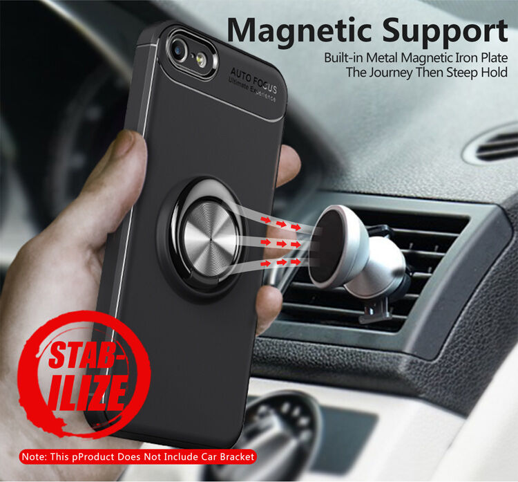 Carcasă cu stand metalic potrivit pentru suporturi magnetice pentru iPhone 5 / 5S / SE (2016) - negru-albastru