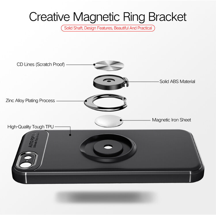Carcasă cu stand metalic potrivit pentru suporturi magnetice pentru iPhone 5 / 5S / SE (2016) - negru-albastru
