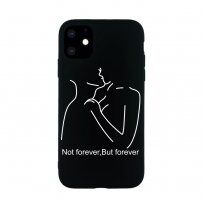 Carcasă silueta amanților din plastic moale pentru iPhone 11 - negru