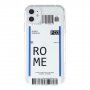 Carcasă din plastic moale cu motiv bilet de avion pentru iPhone 12 mini - Roma