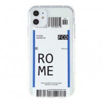 Carcasă din plastic moale cu motiv bilet de avion pentru iPhone 12 mini - Roma