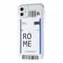 Carcasă din plastic moale cu motiv bilet de avion pentru iPhone 12 mini - Roma