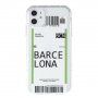 Carcasă din plastic moale cu motiv bilet de avion pentru iPhone 12 mini - Barcelona