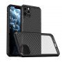 Ipaky husă semitransparentă rezistentă la impact cu model din fibră de carbon pentru iPhone 11 Pro - negru