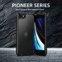 Ipaky husă semitransparentă rezistentă la impact cu model din fibră de carbon pentru iPhone 11 Pro - negru