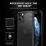 Ipaky husă semitransparentă rezistentă la impact cu model din fibră de carbon pentru iPhone 11 Pro - negru