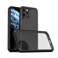 Ipaky husă semitransparentă rezistentă la impact cu model din fibră de carbon pentru iPhone 11 Pro Max - negru