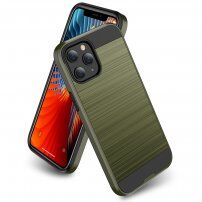 Carcasă rezistentă pentru iPhone 12 mini - textură periată - kaki