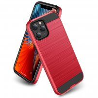 Carcasă rezistentă pentru iPhone 12 mini - textură periată - roșu