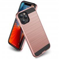 Carcasă rezistentă pentru iPhone 12 mini - textură periată - roz-auriu