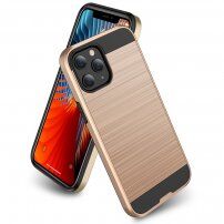 Carcasă rezistentă pentru iPhone 12 Pro Max - textură periată - auriu