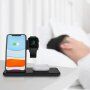 Suport pliabil wireless 4 în 1 Q20 pentru iPhone / Apple Watch / AirPods cu conector Lightning - 15W - alb