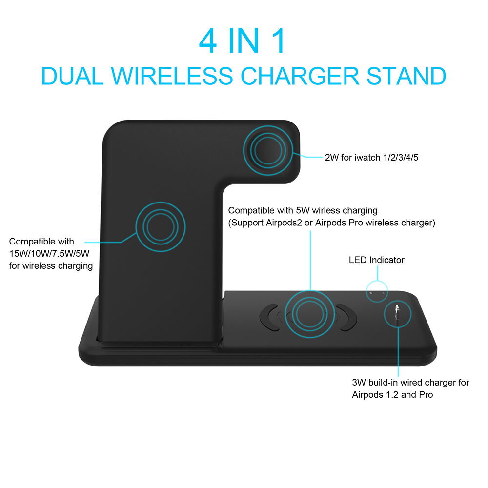 Suport pliabil wireless 4 în 1 Q20 pentru iPhone / Apple Watch / AirPods cu conector Lightning - 15W - alb Suport pliabil wireless 4 în 1 Q20 pentru iPhone / Apple Watch / AirPods cu conector Lightning - 15W - alb