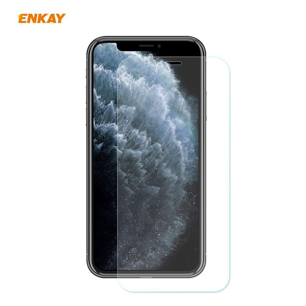 Enkay carcasă foarte subțire pentru spate din plastic moale- sticlă neagră + 2.5D pe display pentru iPhone 11 Pro Max