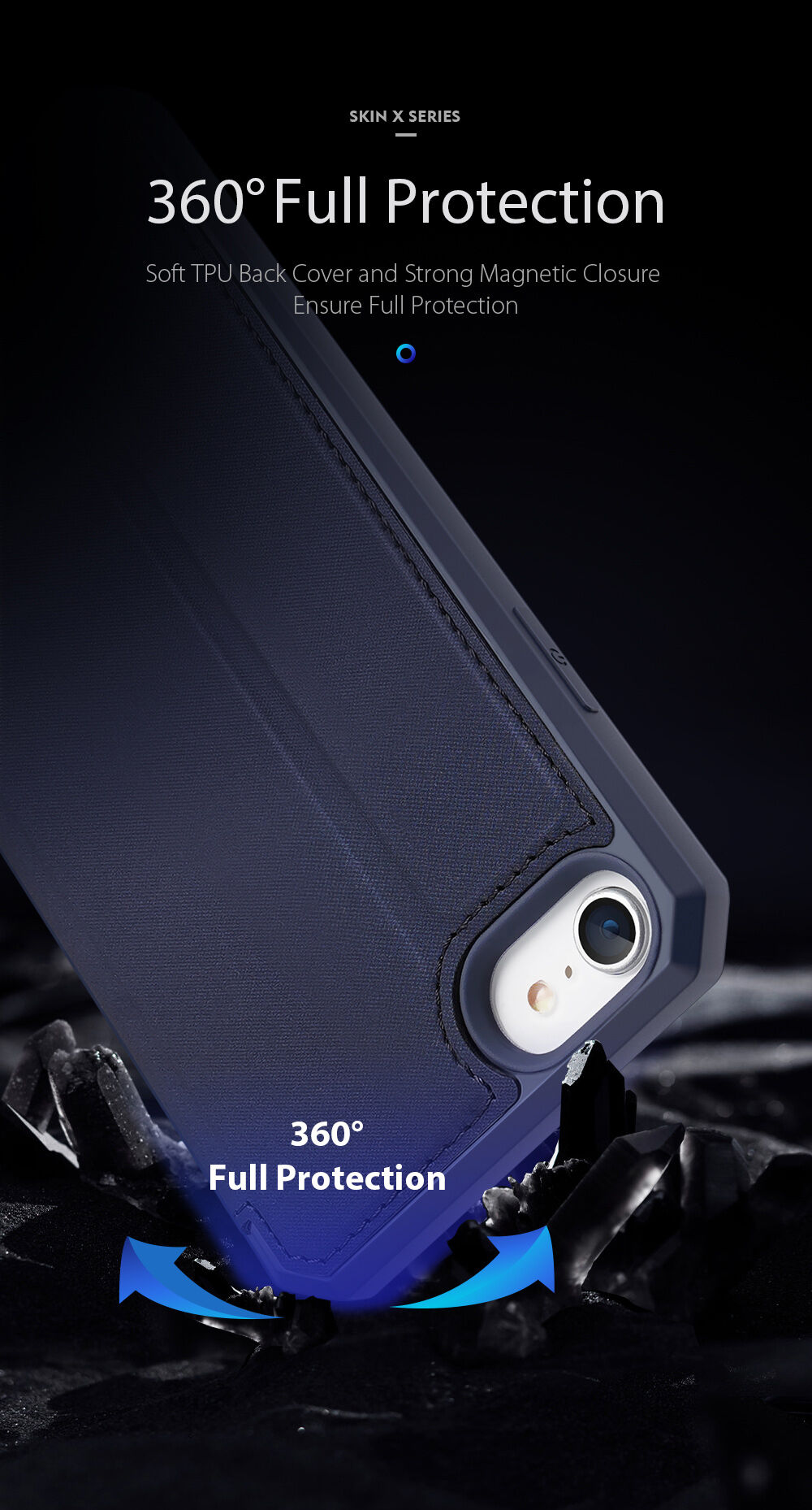 Dux Ducis husă tip portofel pentru iPhone 7 / 8 / SE (2020/2022) - negru