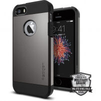 Carcasă rezistentă subţire Spigen Armor, pentru Apple iPhone SE (2016) / 5S - ardezie metalică